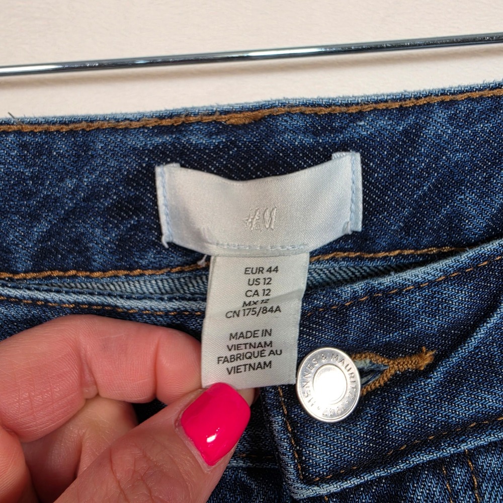 H&M Jeans Women's 12 High Rise Wide Leg Button Fly Medium Wash Relaxed - Picture 7 of 16